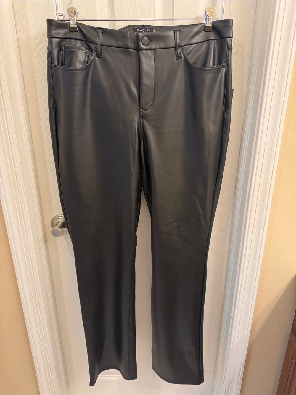 NYDJ Women's Straight Faux-Leather Pants in Black